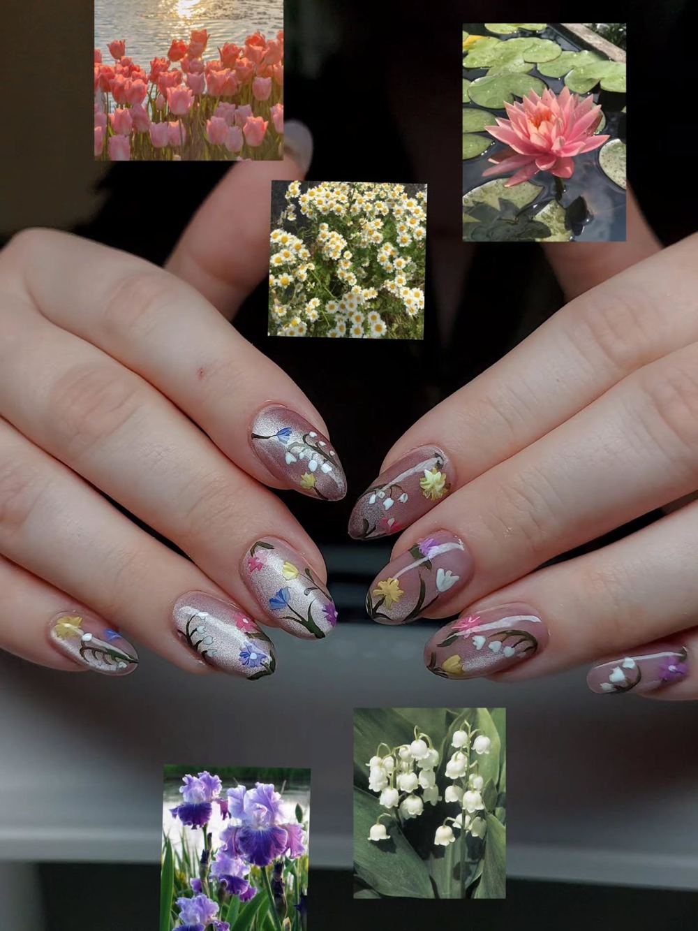Pressed flower nail art