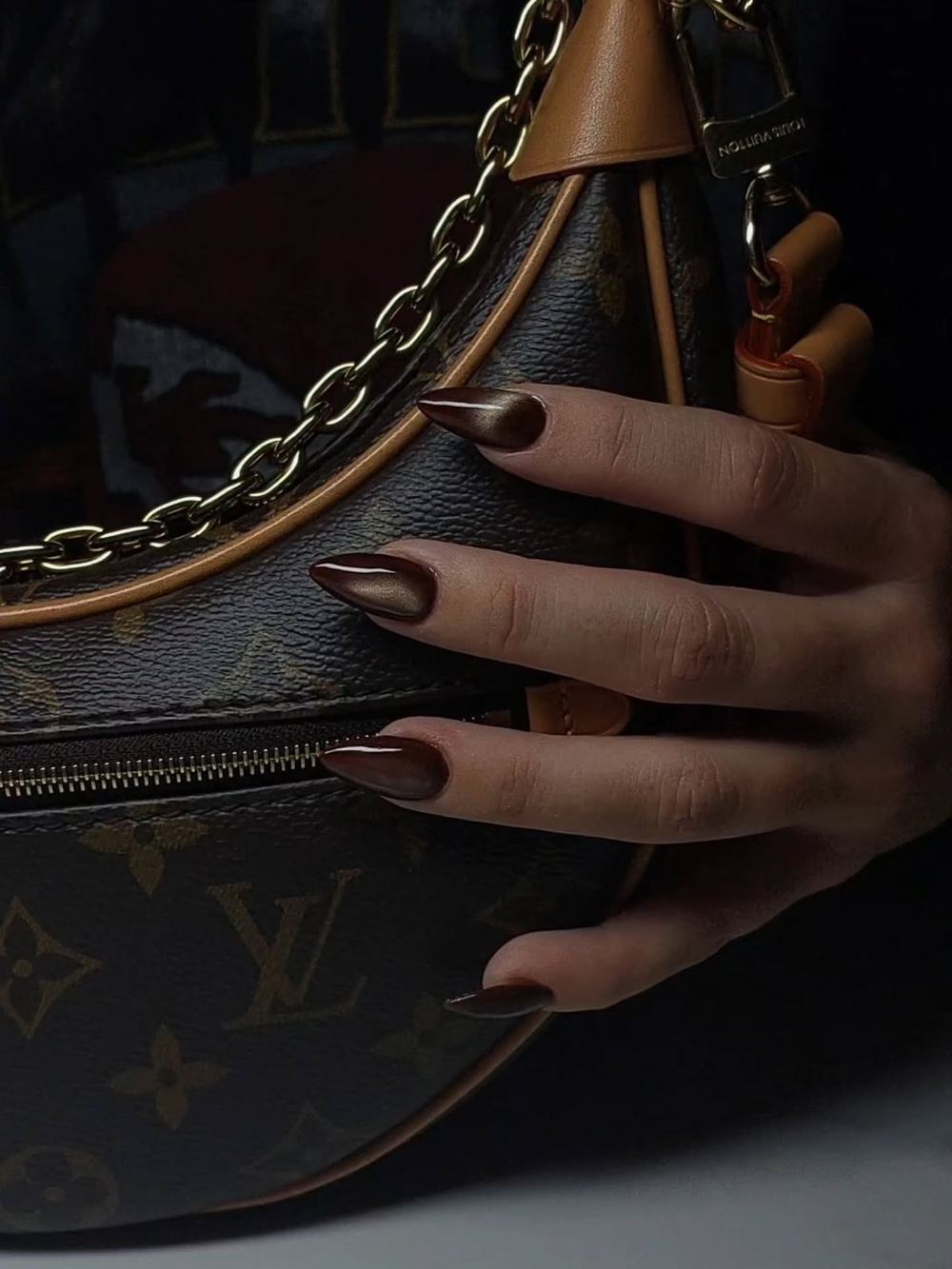 Brown chrome nails