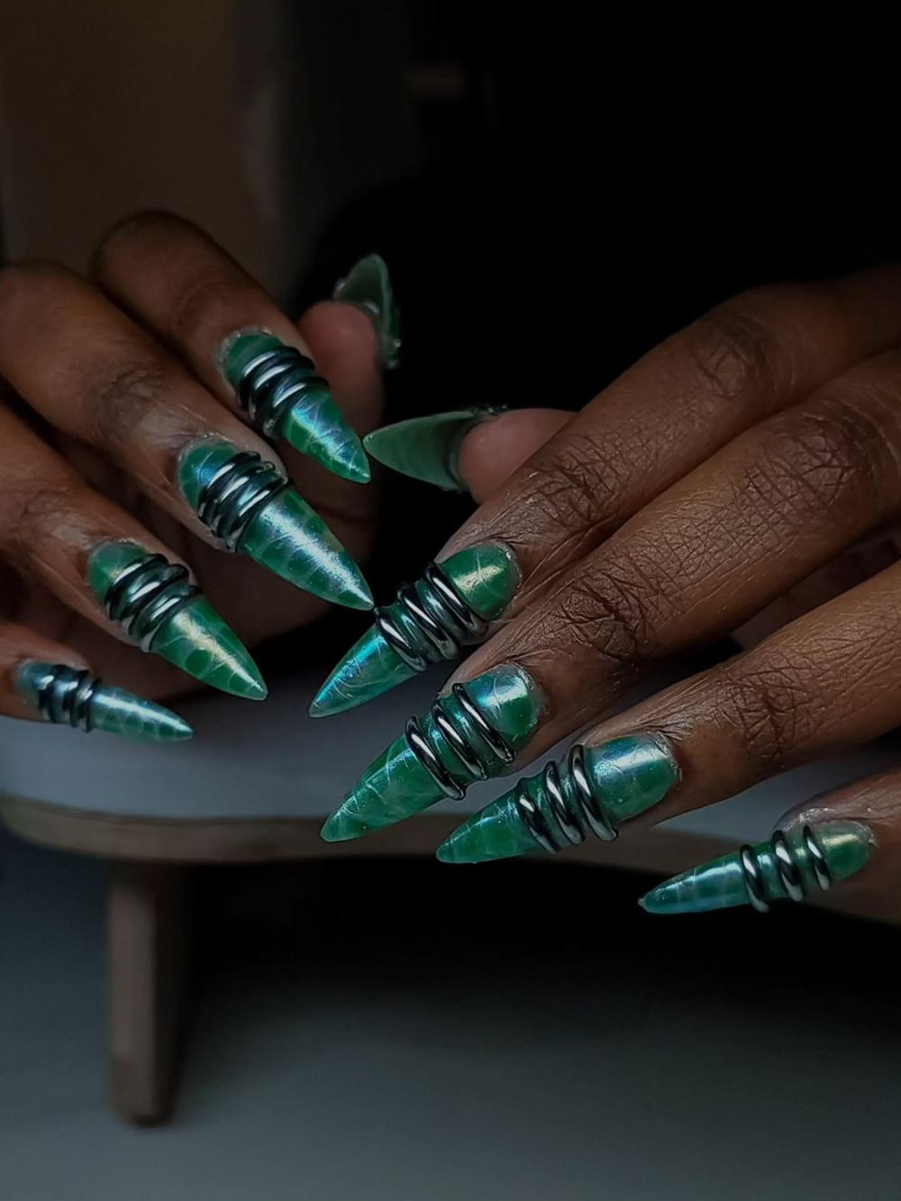 Long teal striped set