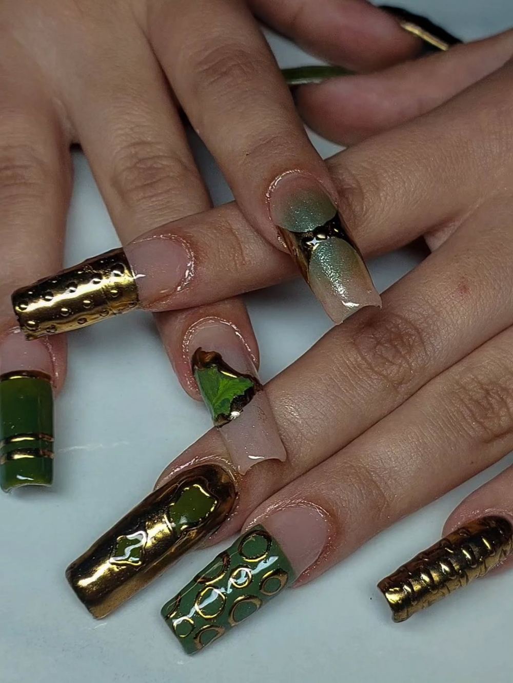 Gold and green chrome set